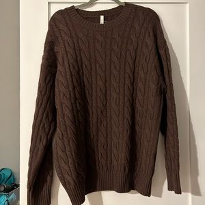 Aritzia Babaton Brown Cable Sweater